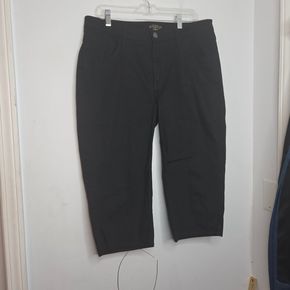 Riders by Lee Womens Black Capri Pants Size 16M Cropped Stretch 13125L0